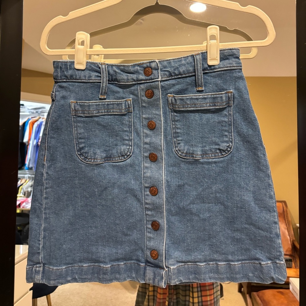 Madewell women Denim Button-Front Skirt size 25